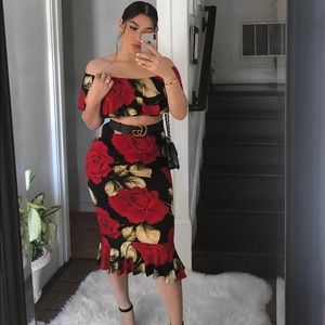 Top and skirt rose set